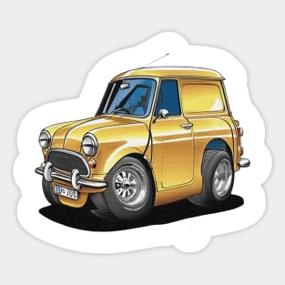 Cartoon drawings of Morris Mini 1000 van Sticker